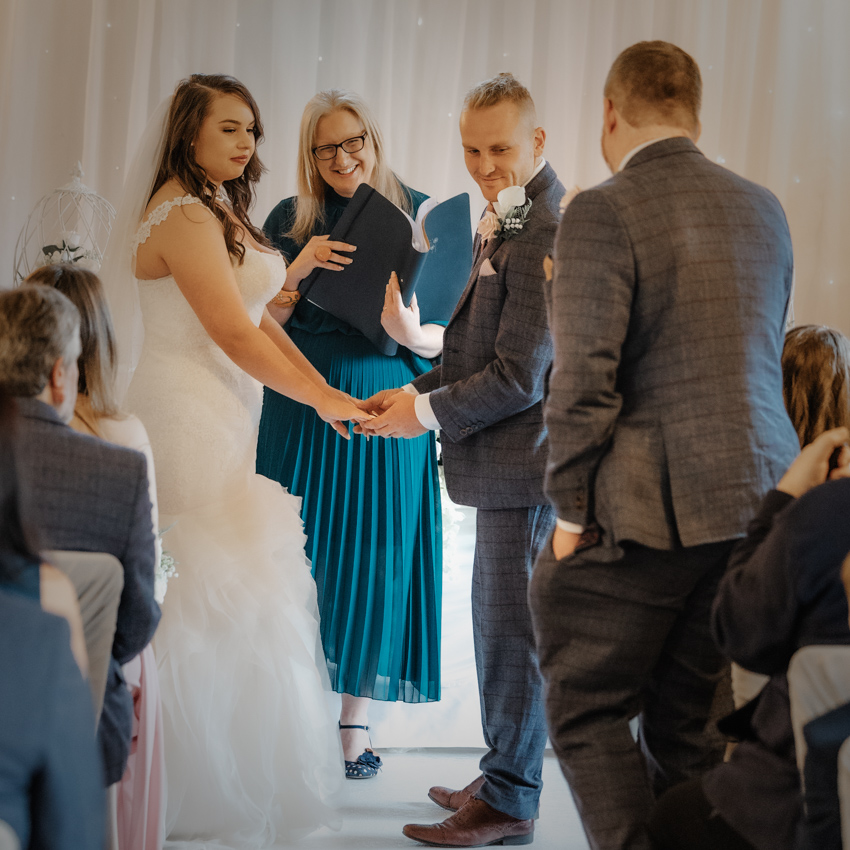 Deb Reed Celebrant Colchester Essex, officiating at the wedding of Lauren and Tristan.